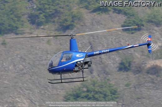 2008-09-27 Base Aerienne Sion 0315 Robinson Helicopter Company - R22 BETA